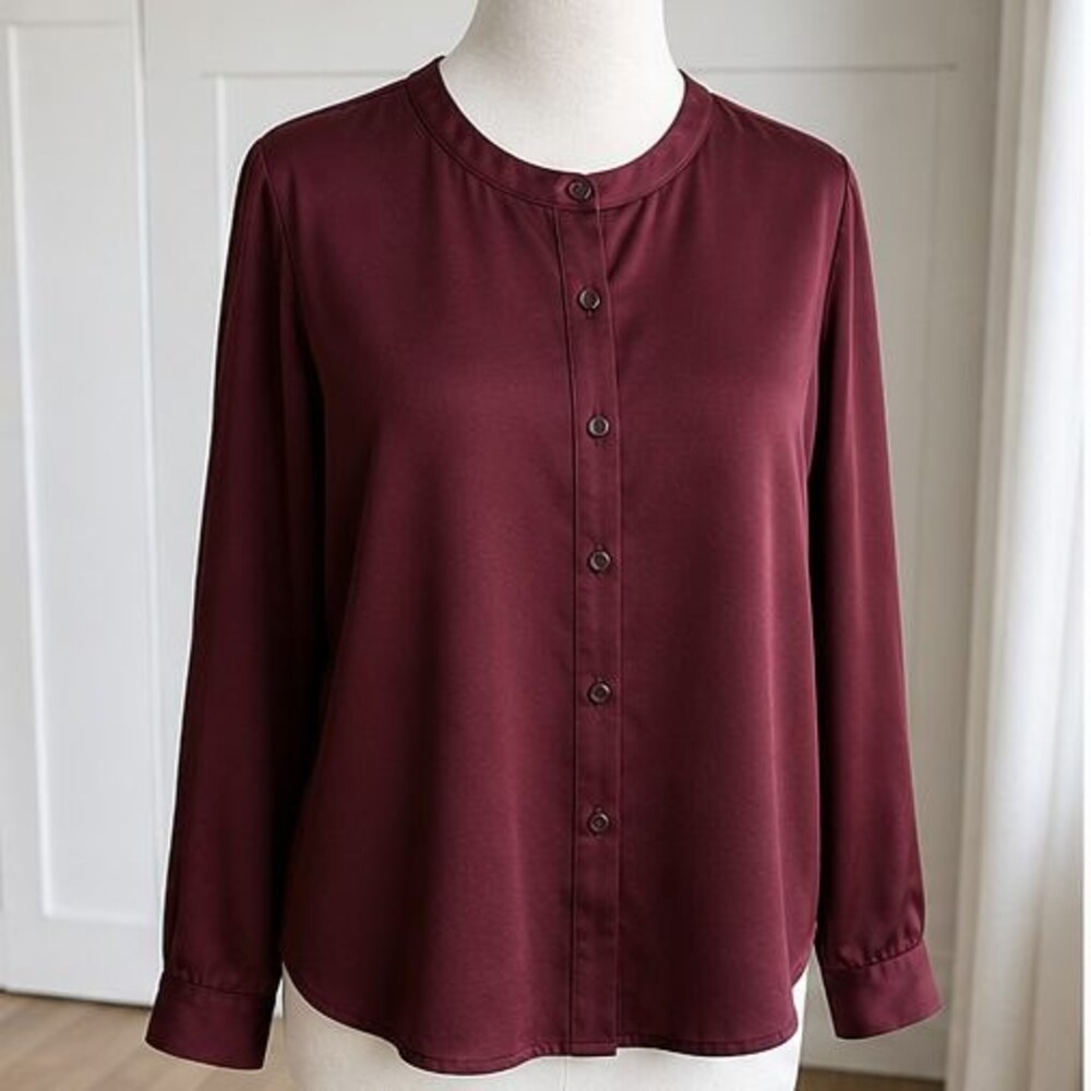 Burgundy Tie Neck Blouse
